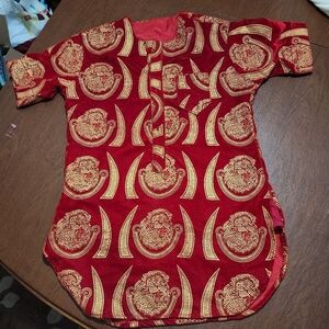 NWOT ... Seyimark Red and Gold Patterned Top Shirt